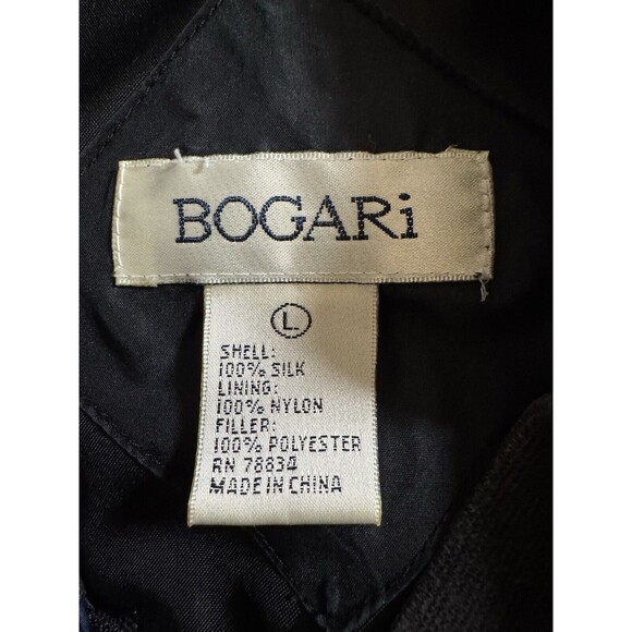Bogari Vintage 100% Silk bomber jacket women Large Full Zip Purple Navy 80s 90s - Picture 5 of 6